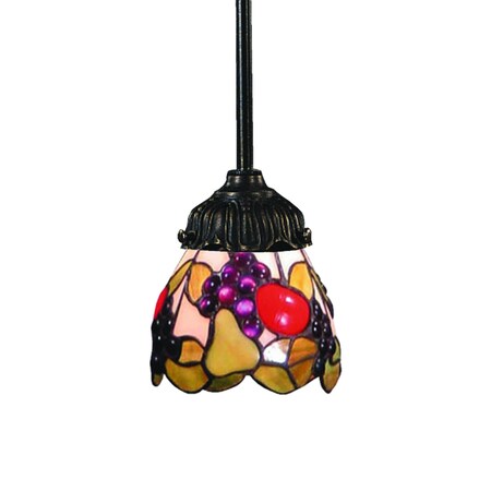 Elk Lighting 1-Light Mini Pendant in Tiffany Bronze with Tiffany Style Glass 078-TB-19